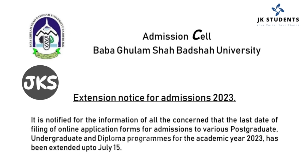 BGSBU Extended Last Date for Admission to UG, PG and Diploma Programmes upto 15 July, 2023 1 BGSBU Extended Last Date for Admission to UG, PG and Diploma Programmes upto 15 July, 2023
