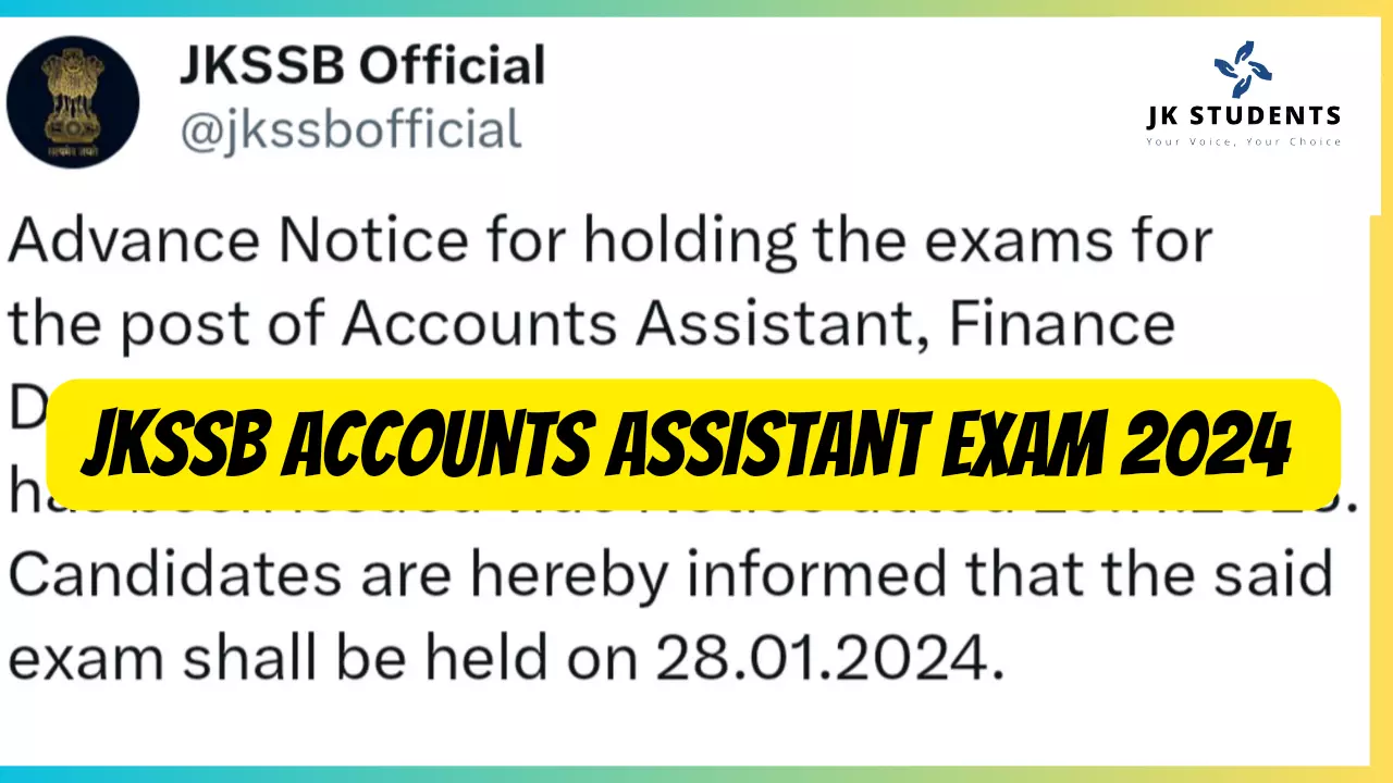 JKSSB Finance Accounts Assistant Exam 2024 Date Confirm, Check here